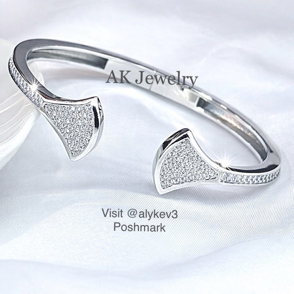 💎LUXURY Elegant Pave Diamond Style Design Bracelet Bangle Cuff Flexable
